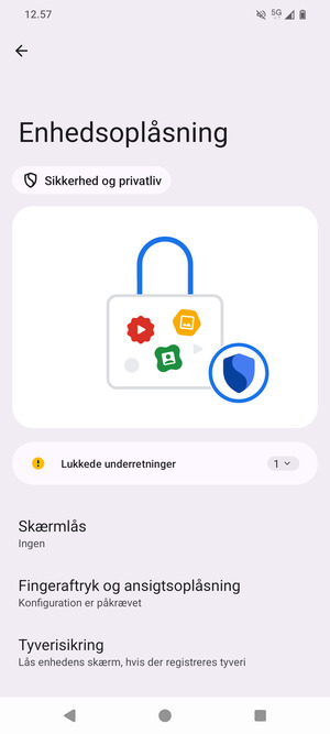 Vælg Skærmlås