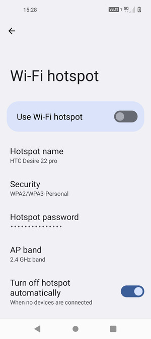 Select Hotspot password
