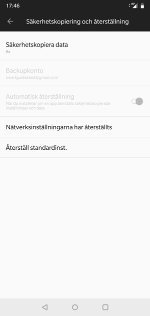 Välj Säkerhetskopiera data