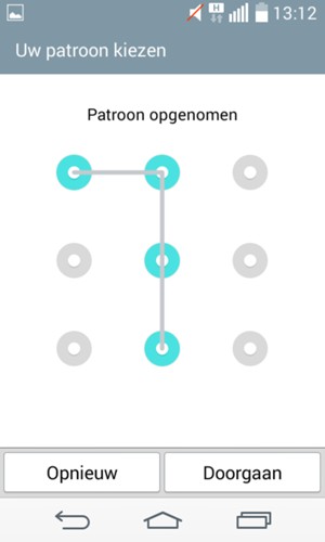 Teken een ontgrendelingspatroon en selecteer Doorgaan