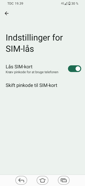 Vælg Skift pinkode til SIM-kort