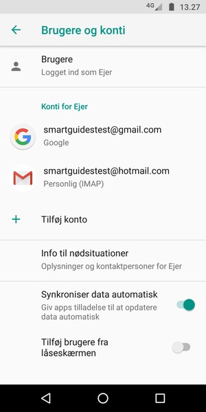 Vælg din Google konto
