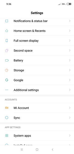 Scroll to and select Additional settings
