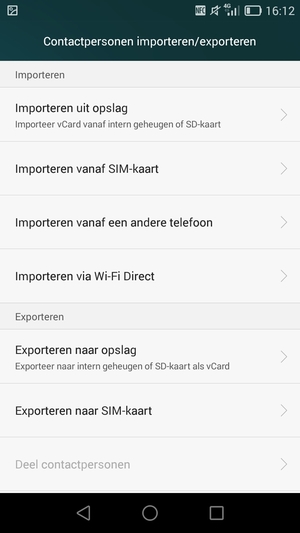 Selecteer Importeren vanaf SIM-kaart