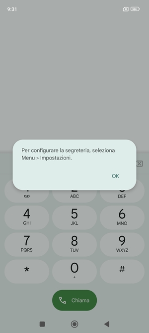 Se la segreteria telefonica non è configurata, seleziona OK