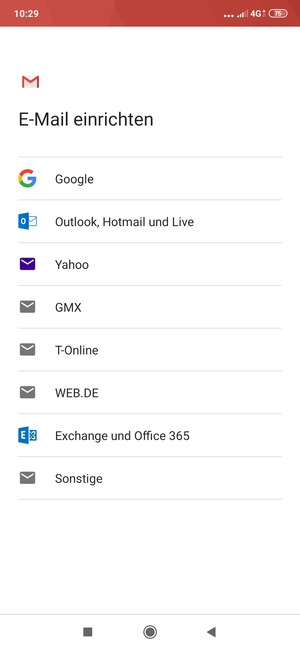 Wählen Sie Outlook, Hotmail und Live