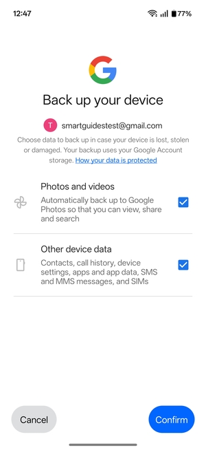 Select your preferred options and select Confirm
