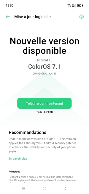 Si votre téléphone n'est pas à jour, suivez les instructions à l'écran.