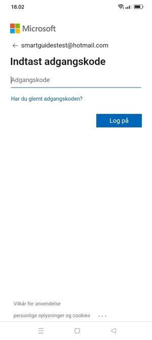 Indtast din adgangskode og vælg Log på