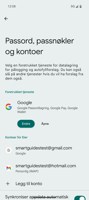 Velg din Google-konto