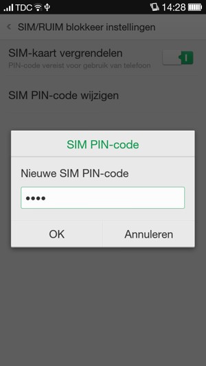 Voer uw Nieuwe SIM PIN in en selecteer OK