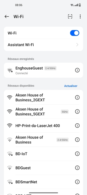 Vous êtes maintenant connecté au réseau Wi-Fi