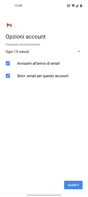 Seleziona AVANTI