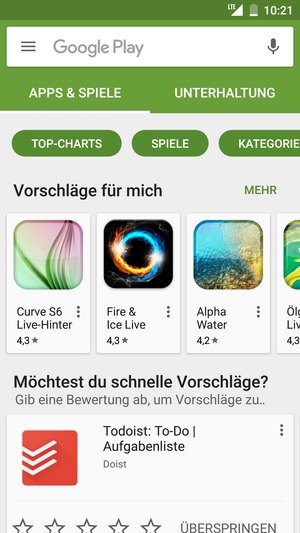 Wählen Sie die Suchleiste