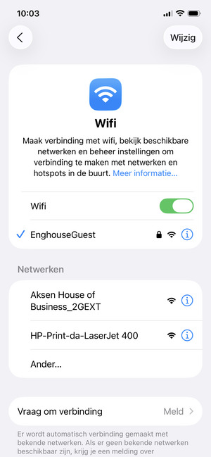 U bent nu verbonden met het WiFi-netwerk
