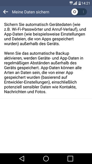 Schalten Sie Meine Daten sichern ein