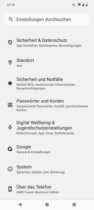 Scrollen Sie und wählen Sie Sicherheit & Datenschutz