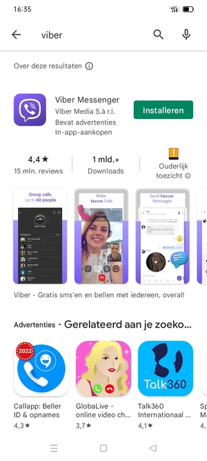 Selecteer de app