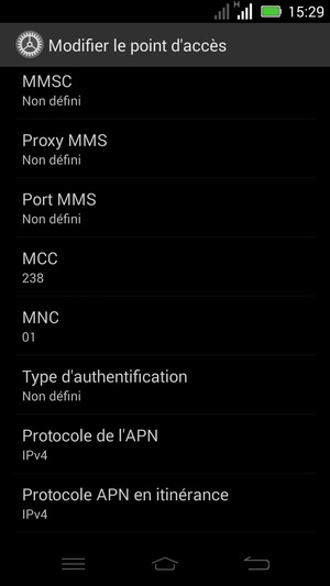 Faites défiler vers le bas et saisissez les informations MMS