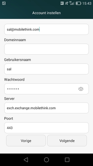 Voer Exchange-serveradres in en selecteer Volgende