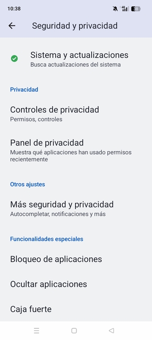 Desplácese y seleccione Más seguridad y privacidad