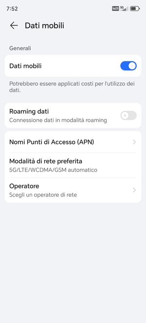 Seleziona Nomi Punti di Accesso (APN)