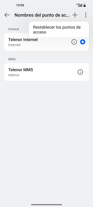 Seleccione Restablecer los puntos de acceso