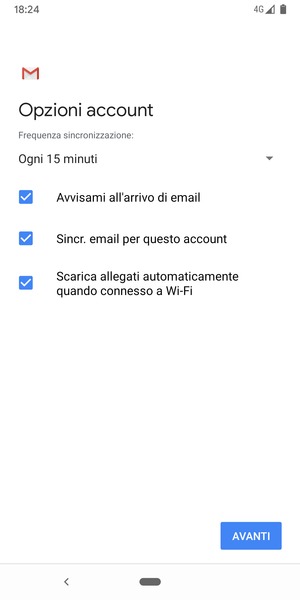 Seleziona AVANTI