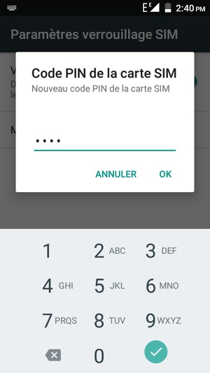 Saisissez votre Nouveau code PIN de la carte SIM et sélectionnez OK