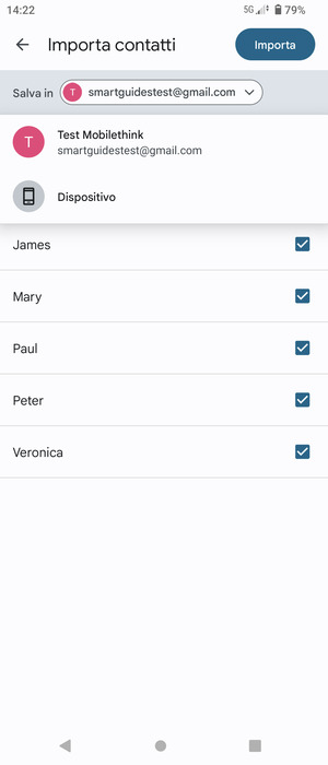 Seleziona il tuo account  Google
