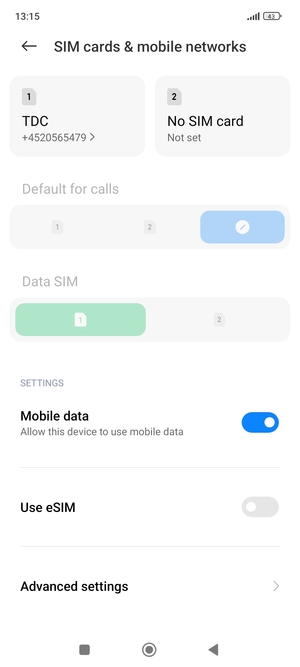 Scroll to and select Advanced settings