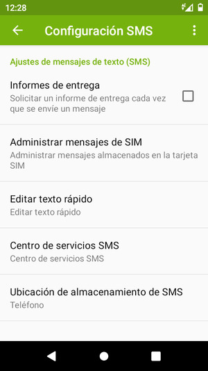 Seleccione Centro de servicios SMS
