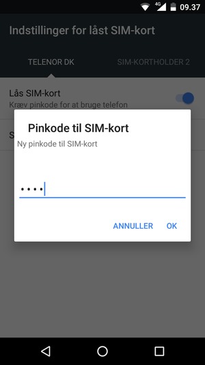 Indtast din Nye pinkode til SIM-kort og vælg OK