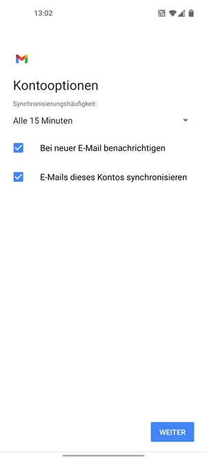 Wählen Sie WEITER