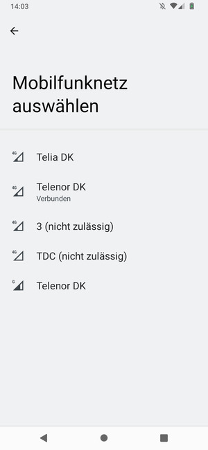 Wählen Sie einen Netzbetreiber von der Liste