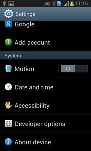 Scroll to and select About device