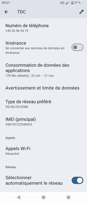 Faites défiler et sélectionnez Type de réseau préféré