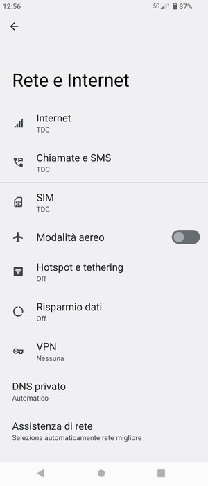 Seleziona Hotspot e tethering