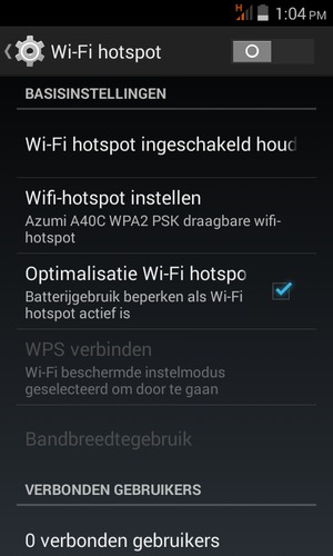 Selecteer Wifi hotspot instellen