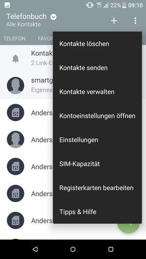 Wählen Sie Kontakte verwalten
