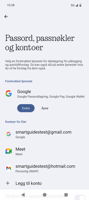 Velg din Google-konto