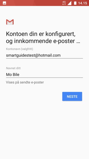 Gi kontoen din et navn, og skriv inn navnet ditt. Velg NESTE
