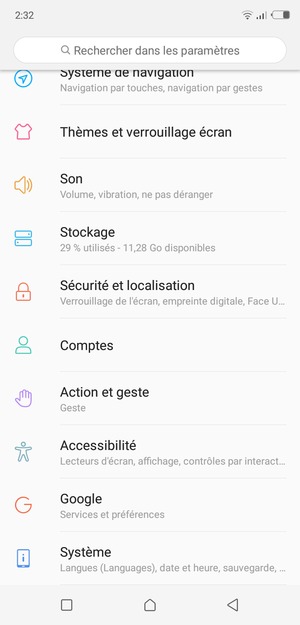 Faites défiler et sélectionnez Système