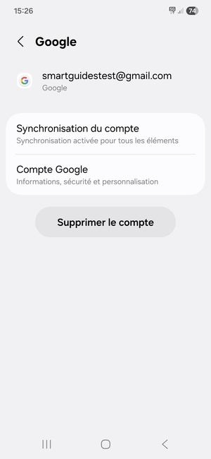 Sélectionnez Synchronisation du compte