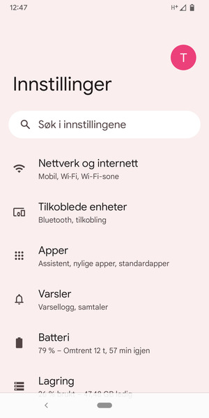 Velg Nettverk og internett