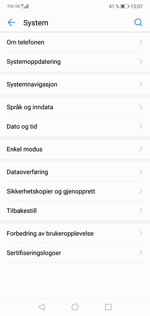 Velg Systemoppdatering