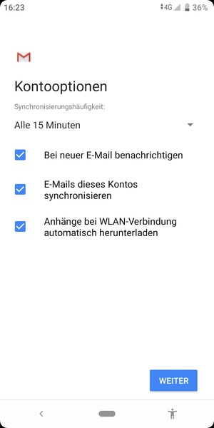Wählen Sie WEITER