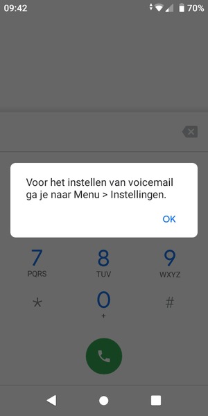 Als uw voicemail niet geïnstalleerd is, selecteert u OK