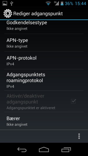Scroll ned og indtast MMS-oplysninger