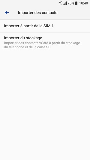 Sélectionnez Importer à partir de la SIM